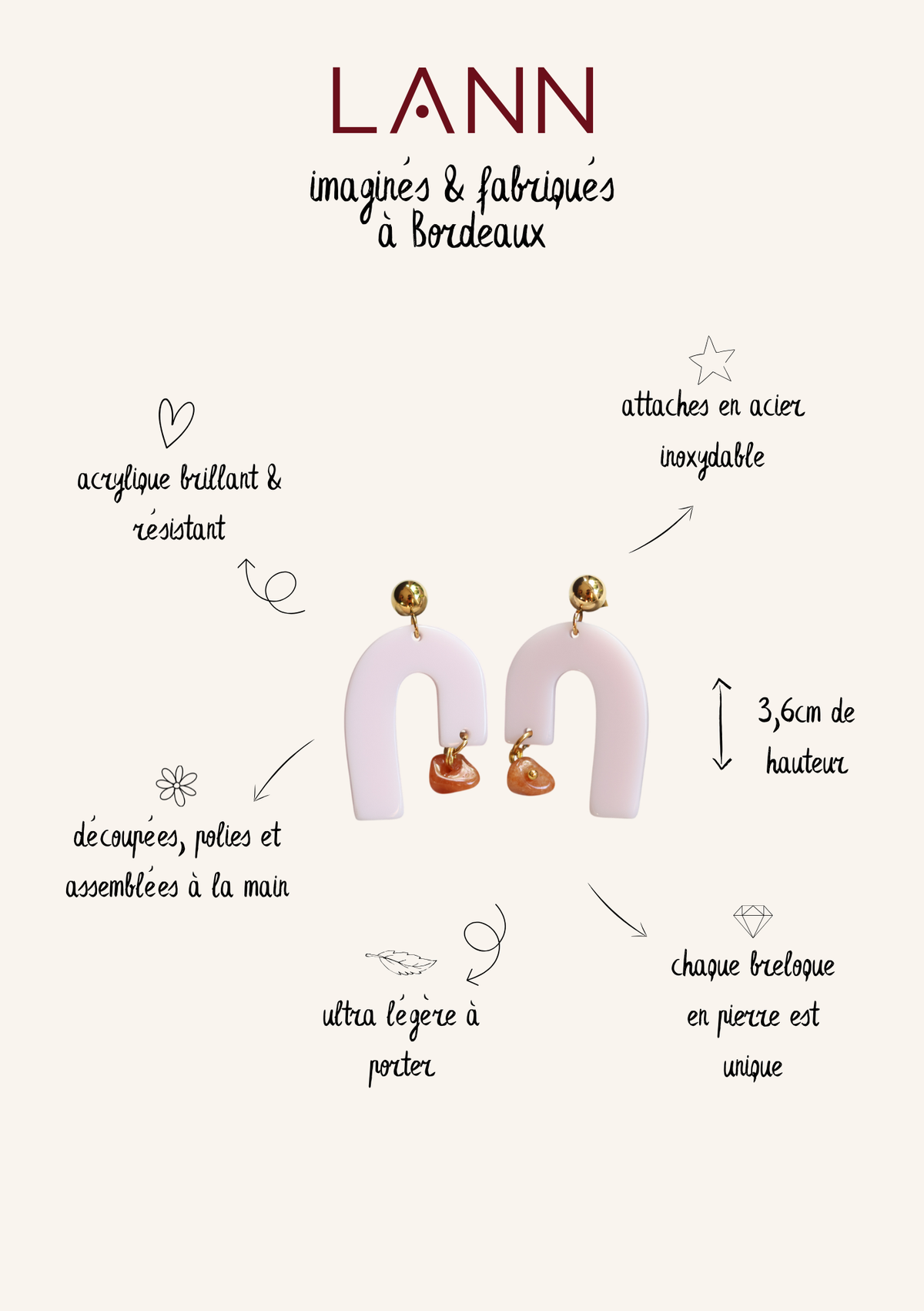 Boucles d'oreilles Granada - Rose pâle