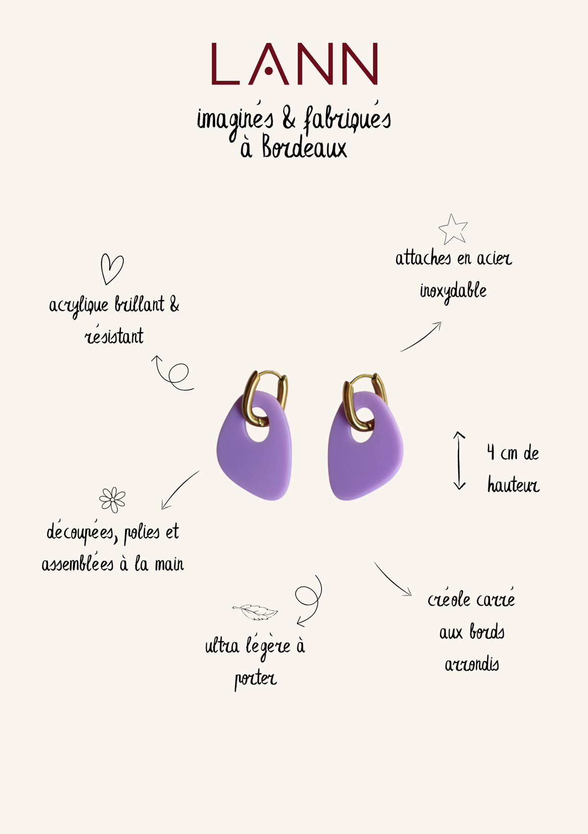Boucles d'oreilles Milos - Lilas