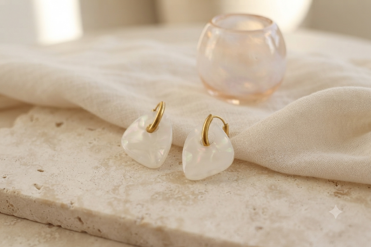 Boucles d'oreilles Milos - Blanc Irisé