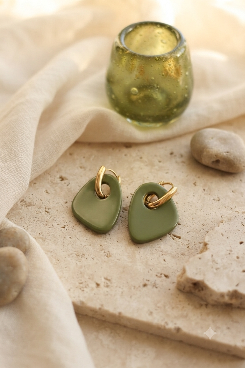 Boucles d'oreilles Milos - Vert Olive