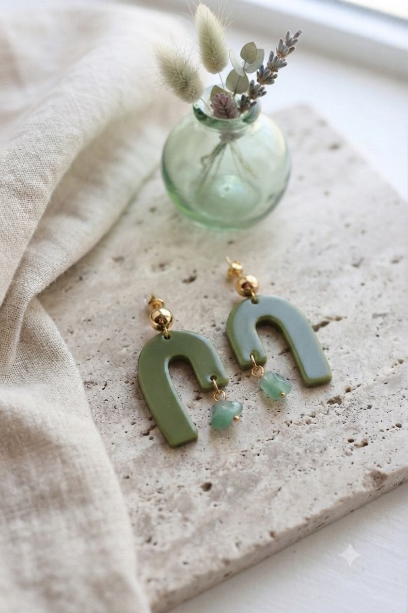 Boucles d'oreilles Granada - Vert olive