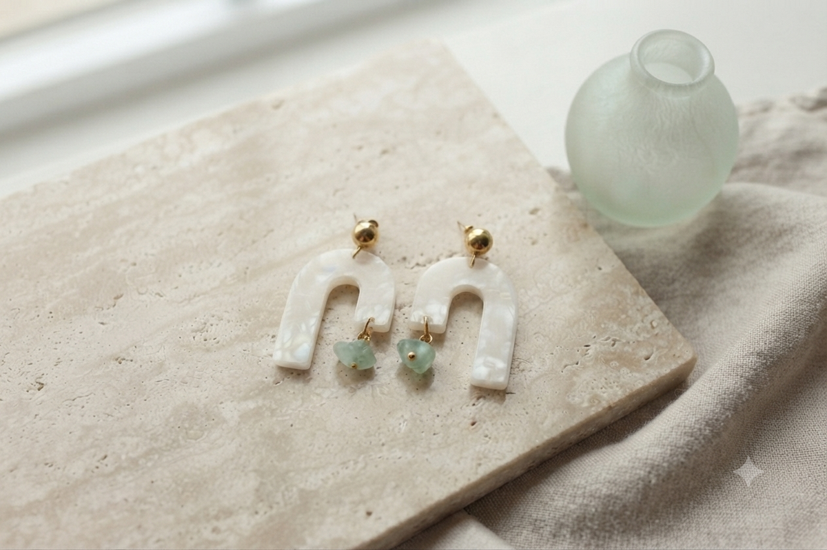 Boucles d'oreilles Granada - Blanc irisé