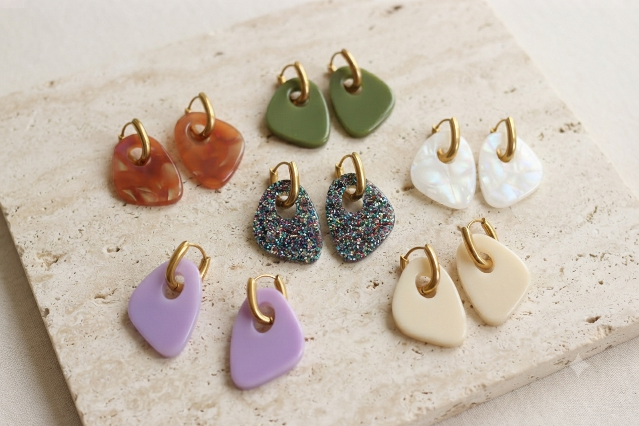 Boucles d'oreilles MILOS jaune beurre/crème