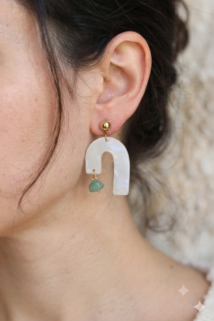 Boucles d'oreilles Granada - Blanc irisé