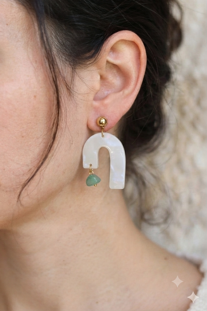 Boucles d'oreilles Granada - Blanc irisé