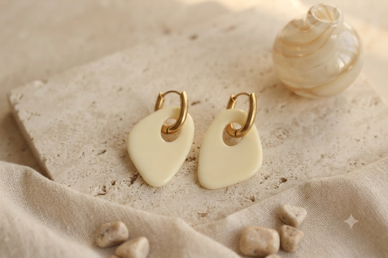Boucles d'oreilles MILOS jaune beurre/crème