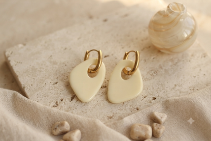 Boucles d'oreilles MILOS jaune beurre/crème