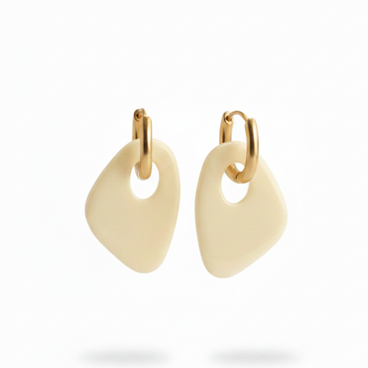Boucles d'oreilles Milos - Jaune beurre/Crème