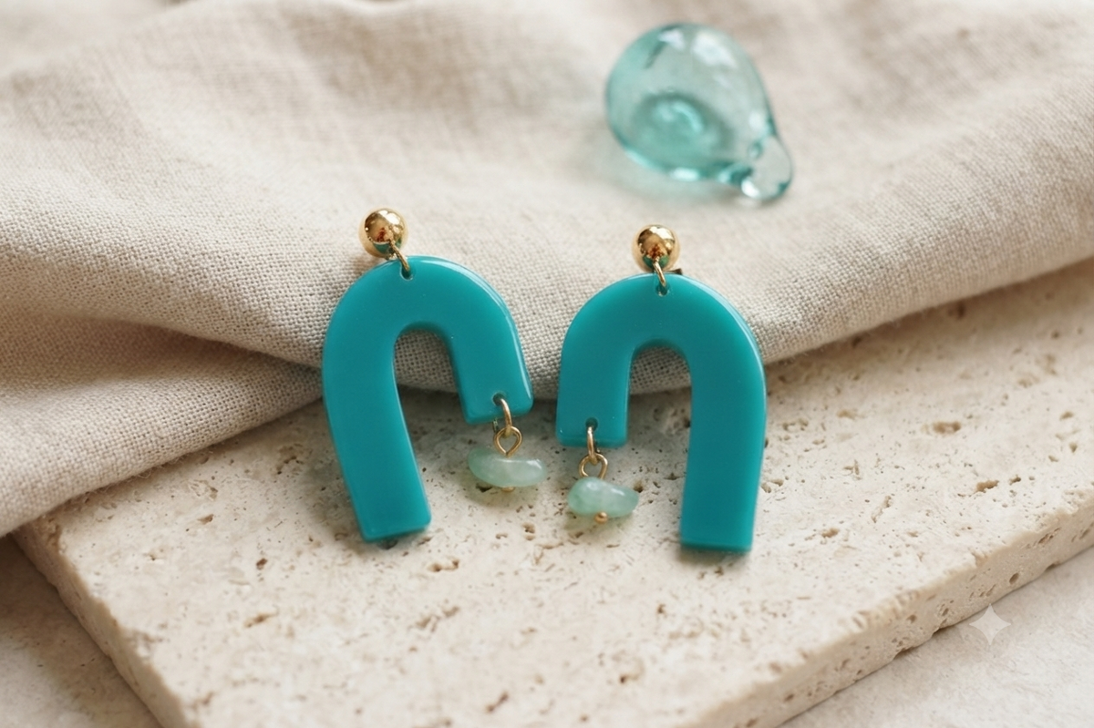 Boucles d'oreilles Granada - Bleu canard