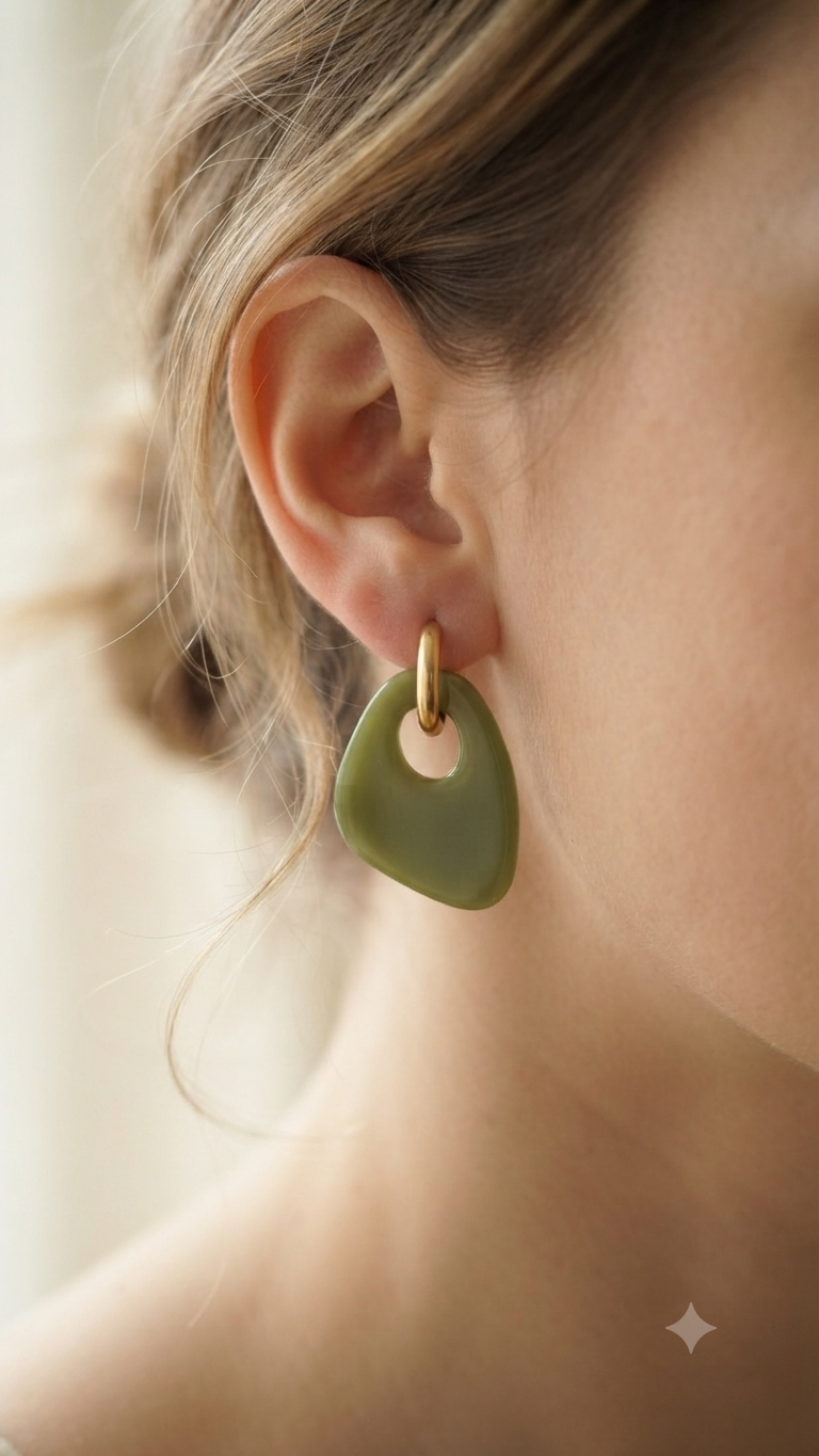 Boucles d'oreilles Milos - Vert Olive
