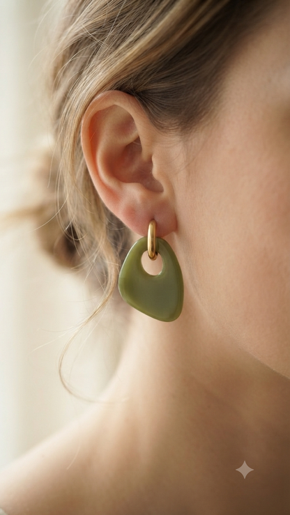 Boucles d'oreilles Milos - Vert Olive