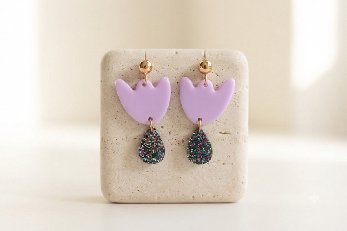 Boucles d'oreilles Breda - Lilas & Paillettes