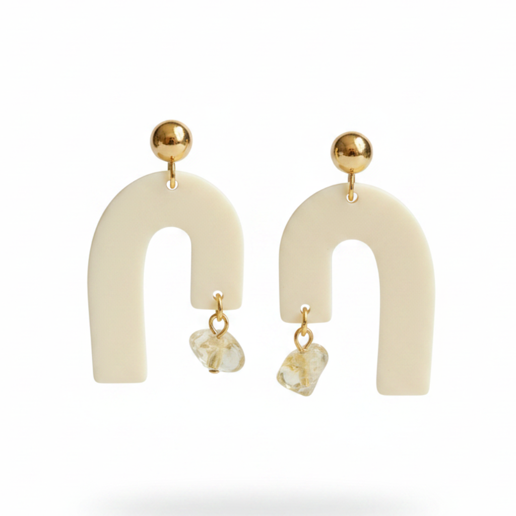Boucles d'oreilles Granada - Jaune beurre/crème