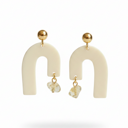 Boucles d'oreilles Granada - Jaune beurre/crème