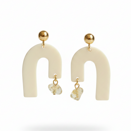 Boucles d'oreilles Granada - Jaune beurre/crème