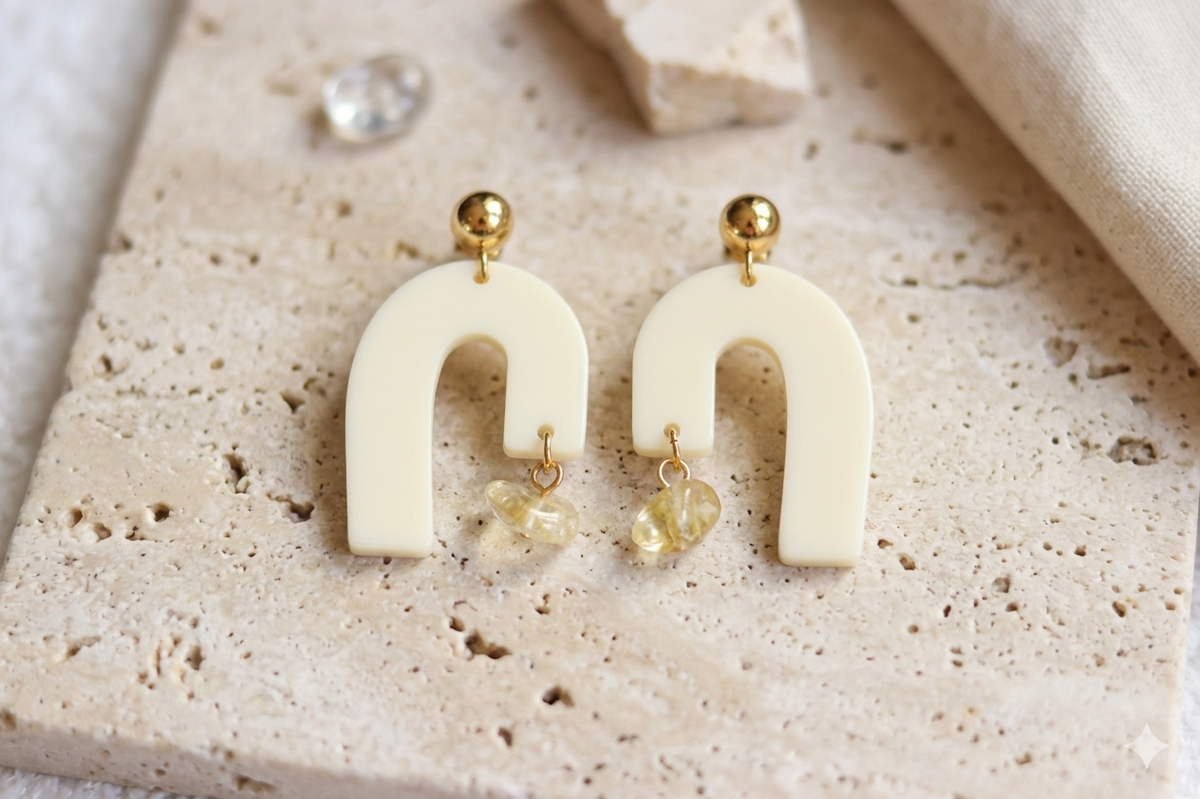 Boucles d'oreilles Granada - Jaune beurre/crème