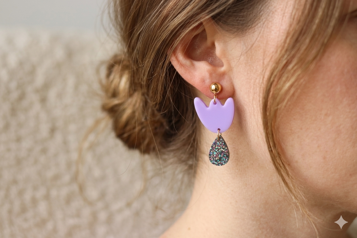 Boucles d'oreilles Breda - Lilas & Paillettes