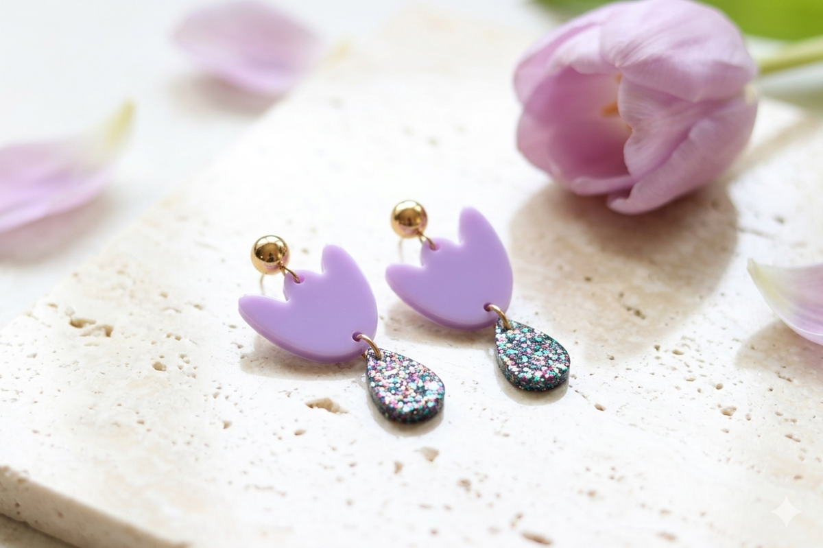 Boucles d'oreilles Breda - Lilas & Paillettes