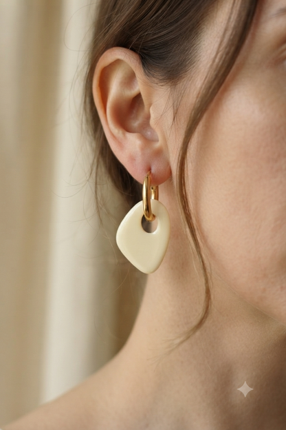 Boucles d'oreilles MILOS jaune beurre/crème