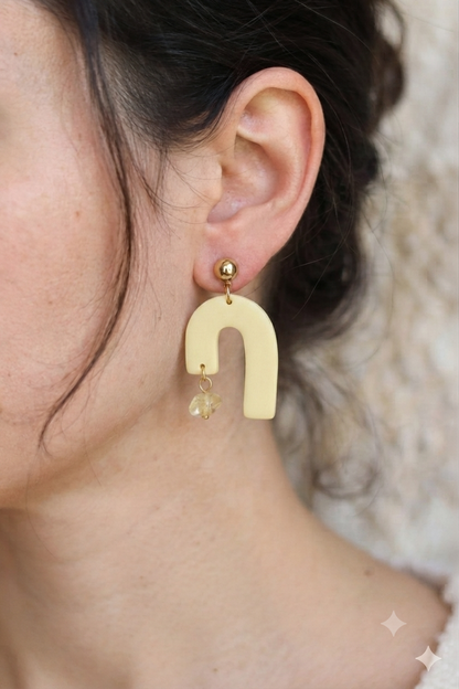 Boucles d'oreilles Granada - Jaune beurre/crème