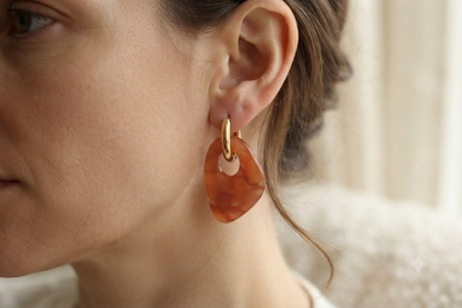 Boucles d'oreilles Milos - Marron/Caramel Irisé