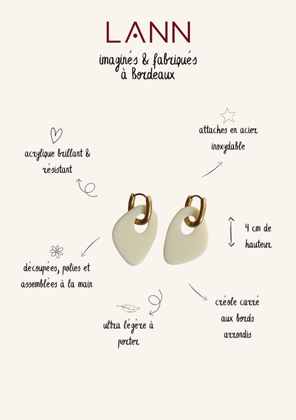 Boucles d'oreilles MILOS jaune beurre/crème