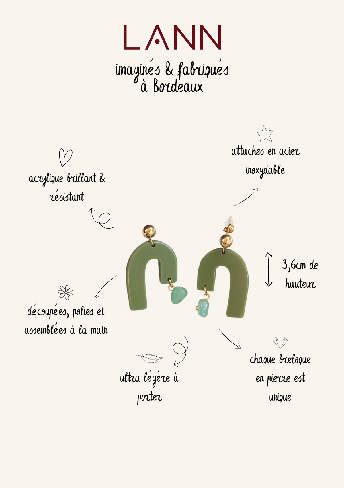 Boucles d'oreilles Granada - Vert olive
