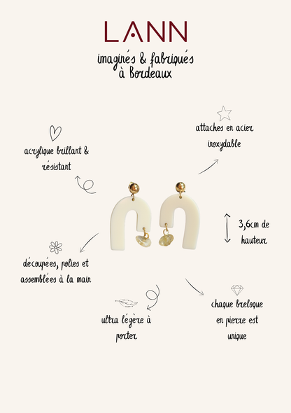 Boucles d'oreilles Granada - Jaune beurre/crème