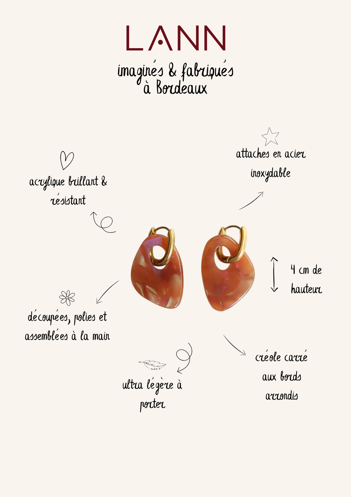 Boucles d'oreilles Milos - Bordeaux